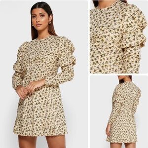 Zadig & Voltaire Rename Ditsy Floral Print Cotton Poplin Mini Dress Vanille NWT
